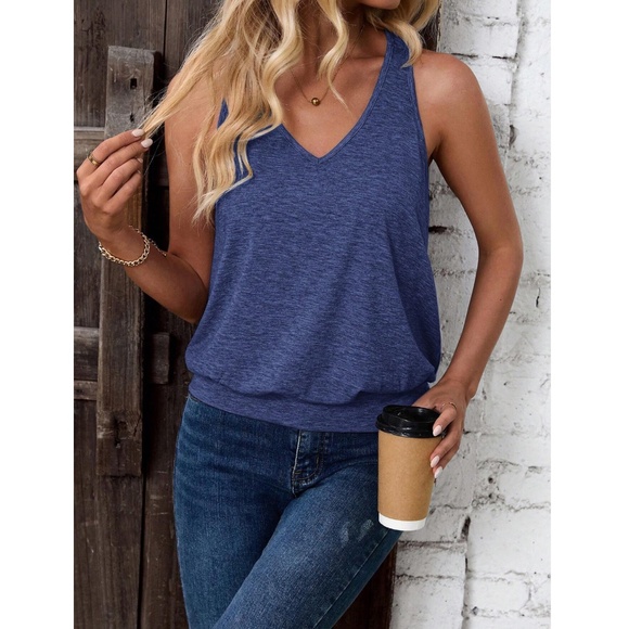 Blue Tank Top V-Neck - Picture 4 of 7